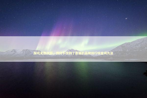 踩坑无数次后，我终于找到了靠谱的品牌排行榜查询方法 新闻